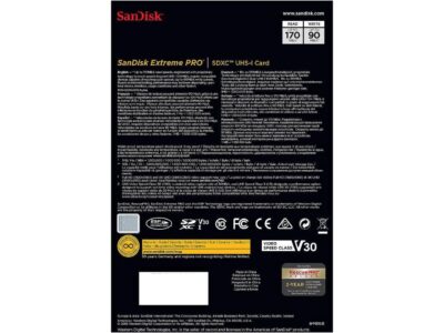 SanDisk 64GB Extreme Pro SDXC UHS-I/U3 V30 Class 10 Memory Card, Speed Up to 170MB/s (SDSDXXY-064G-GN4IN)