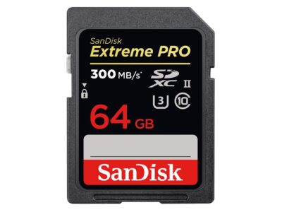 SanDisk 64GB Extreme Pro SDXC UHS-II/U3 Class 10 Memory Card, Speed Up to 300MB/s (SDXPK-064G-G64)