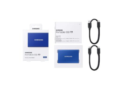 SAMSUNG T7 2TB, Portable SSD, up to 1050MB/s, USB 3.2 Gen2, Gaming, Students & Professionals, External Solid State Drive (MU-PC2T0H/AM), Blue