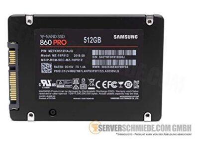 Samsung - MZ-76P512E - Samsung TDSourcing 860 PRO MZ-76P512E - Solid state drive - encrypted - 512 GB - internal - 2.5 - SATA 6Gb/s - buffer: 512 MB - 256-bit AES - TCG Opal Encryption 2.0