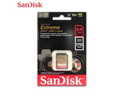 SanDisk 64GB Extreme SDXC UHS-I/U3 Class 10 V30 Memory Card, Speed Up to 170MB/s (SDSDXV2-064G-GNCIN)