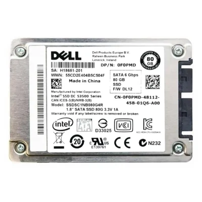 Intel DC S3500 Series 80GB SSDSC1NB080G4R SSDSC1NB080G4R SSD , 1.8in  1.8" SATA 6Gb/s, 20nm, MLC, DELL DP/N 0F0PMD