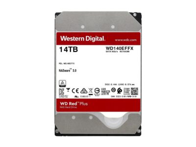 WD Red Plus 14TB NAS Hard Disk Drive - 5400 RPM Class SATA 6Gb/s, CMR, 512MB Cache, 3.5 Inch - WD140EFFX