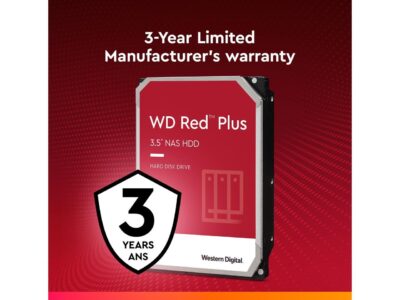 WD Red Plus 2TB NAS Hard Disk Drive - 5400 RPM Class SATA 6Gb/s, CMR, 128MB Cache, 3.5 Inch - WD20EFZX