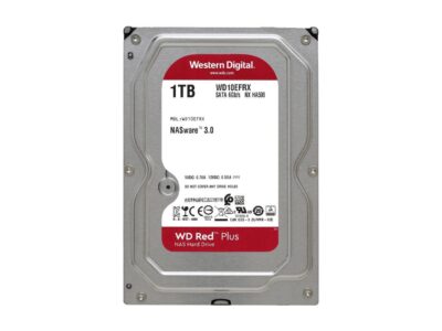 WD Red Plus 1TB NAS Hard Disk Drive - 5400 RPM Class SATA 6Gb/s, CMR, 64MB Cache, 3.5 Inch - WD10EFRX