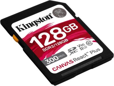 Kingston Canvas React Plus 128GB SD Card | SDXC UHS-II | 300R/260W U3 V90 | Full HD/4K/8K | SDR2/128GB