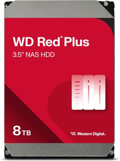 Western Digital 8TB WD Red Plus NAS Internal Hard Drive HDD - 5640 RPM, SATA 6 Gb/s, CMR, 256 MB Cache, 3.5" - WD80EFPX