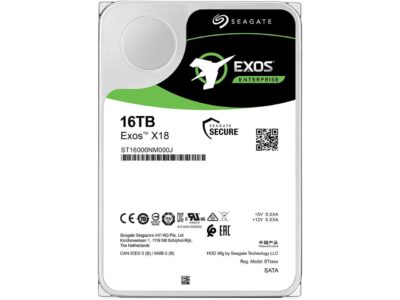 Seagate Exos 16TB (ST16000NM000J) Enterprise HDD X18 SATA 6Gb/s 512e/4Kn 7200 RPM 256MB Cache 3.5" Internal Hard Drive