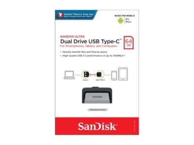 SanDisk 64GB Ultra Dual Drive USB Type-C Flash Drive, Speed Up to 150MB/s (SDDDC2-064G-G46)