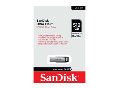 SanDisk 512GB Ultra Flair CZ73 USB 3.0 Flash Drive, Speed Up to 150MB/s (SDCZ73-512G-G46)