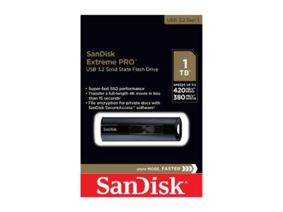 SanDisk 1TB Extreme Pro USB 3.2 Gen 1 Solid State Flash Drive, Speed up to 420MB/s (SDCZ880-1T00-G46)