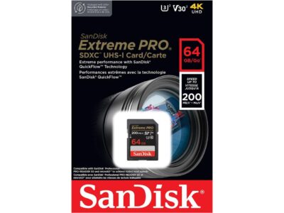 SanDisk 64GB Extreme Pro SDXC UHS-I/U3 V30 Class 10 Memory Card, Speed Up to 200MB/s (SDSDXXU-064G-GN4IN)