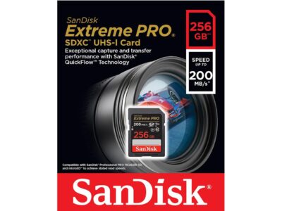 SanDisk 256GB Extreme Pro SDXC UHS-I/U3 V30 Class 10 Memory Card, Speed Up to 200MB/s (SDSDXXD-256G-GN4IN)