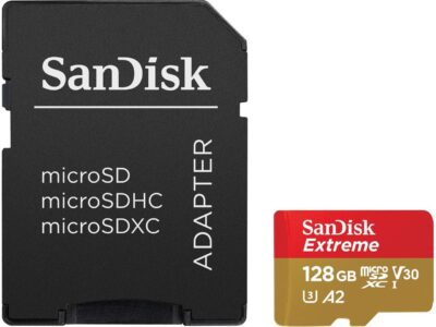 SanDisk 128GB Extreme microSDXC UHS-I/U3 A2 Micro SD Card with Adapter, Speed Up to 190MB/s (SDSQXAA-128G-GN6MA)