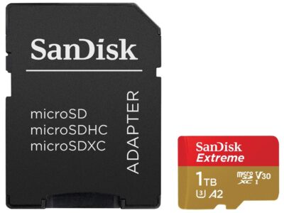 SanDisk 1TB Extreme microSDXC UHS-I/U3 A2 Memory Card with Adapter, Speed Up to 190MB/s (SDSQXAV-1T00-GN6MA)