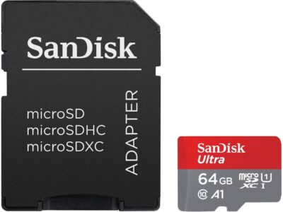 SanDisk 64GB Ultra microSDXC A1 UHS-I/U1 Class 10 Memory Card with Adapter, Speed Up to 140MB/s (SDSQUAB-064G-GN6MA)