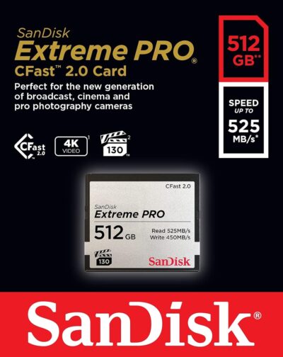 SanDisk 512GB Extreme PRO CFast 2.0 Memory Card - SDCFSP-512G-G46D