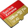 SanDisk 128GB Extreme microSD UHS I Card for 4K Video on Smartphones, Action Cams & Drones 190MB/s Read, 90MB/s Write SDSQXAA 128G GN6MN, Red/Gold