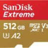 SanDisk Micro Extreme 512GB SDXC UHS-I U3 V30 Memory Card Works with Camera GoPro Action Camera Hero 12 Black (SDSQXAV-512G-GN6MN) Bundle with (1) Everything But Stromboli MicroSD Card Reader