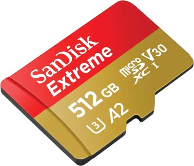 SanDisk Micro Extreme 512GB SDXC UHS-I U3 V30 Memory Card Works with Camera GoPro Action Camera Hero 12 Black (SDSQXAV-512G-GN6MN) Bundle with (1) Everything But Stromboli MicroSD Card Reader