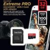 SanDisk Extreme Pro U3 V30 A1 32GB microSDHC Memory Card for DJI Drones works with Avata and Goggles 2 (SDSQXCG-032G-GN6MA) Class 10 Bundle with 1 Everything But Stromboli MicroSDHC & SD Card Reader