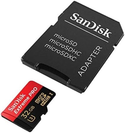 SanDisk Extreme Pro U3 V30 A1 32GB microSDHC Memory Card for DJI Drones works with Avata and Goggles 2 (SDSQXCG-032G-GN6MA) Class 10 Bundle with 1 Everything But Stromboli MicroSDHC & SD Card Reader