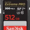 SanDisk 512GB Extreme PRO SDXC UHS-II Memory Card - C10, U3, V90, 8K, 4K, Full HD Video, SD Card - SDSDXDK-512G-GN4IN