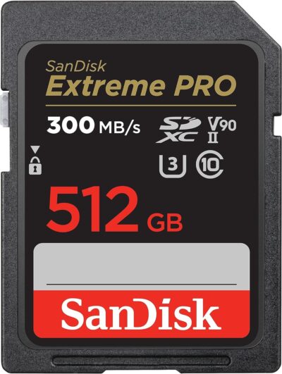 SanDisk 512GB Extreme PRO SDXC UHS-II Memory Card - C10, U3, V90, 8K, 4K, Full HD Video, SD Card - SDSDXDK-512G-GN4IN