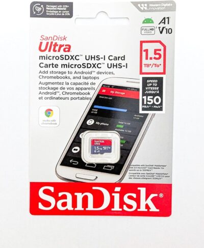 SanDisk 1.5TB Ultra microSDXC UHS-I Memory Card - Up to 150MB/s, C10, U1, Full HD, A1, MicroSD Card - SDSQUAC-1T50-GN6MN