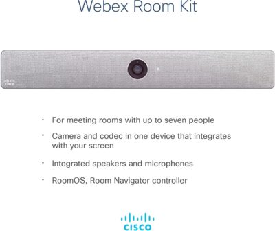 Cisco Webex Room Kit with Touch 10, All-in-One Video Conferencing Solution with 1080p Video Camera, Integrated Microphone, and Speakers, 90-Day Limited Liability Warranty (CS-KIT-K9)