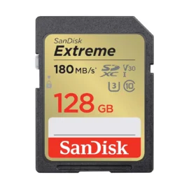 SanDisk Extreme 128 GB Class 10/UHS-I (U3) V30 SDXC - 1 Pack - 180 MB/s Read - 90 MB/s Write - SDSDXVA-128G-ANCIN