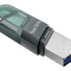 SanDisk SDIX90N-032G-GN6NN MAF 32GB USB 3.1 Lightning iXpand Flash Drive Flip Silver/Blue