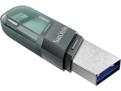 SanDisk SDIX90N-032G-GN6NN MAF 32GB USB 3.1 Lightning iXpand Flash Drive Flip Silver/Blue