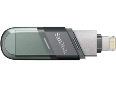 SanDisk SDIX90N-032G-GN6NN MAF 32GB USB 3.1 Lightning iXpand Flash Drive Flip Silver/Blue