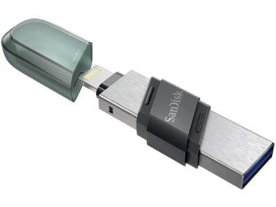 SanDisk SDIX90N-032G-GN6NN MAF 32GB USB 3.1 Lightning iXpand Flash Drive Flip Silver/Blue