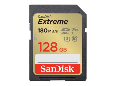 SanDisk 128GB Extreme SDXC UHS-I/U3 Class 10 V30 Memory Card, Speed Up to 180MB/s (SDSDXVA-128G-GNCIN)