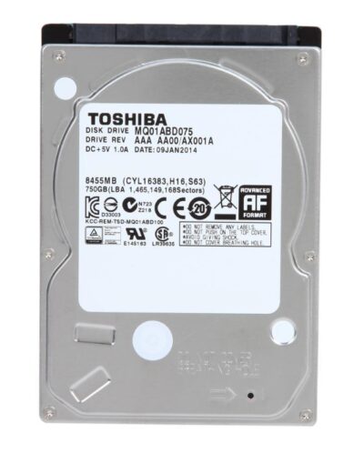 TOSHIBA MQ01ABD075 750GB 5400 RPM 8MB Cache SATA 3.0Gb/s 2.5" Internal Notebook Hard Drive