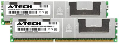 A-Tech 64GB Kit DDR3 1866MHz PC3-14900L ECC LRDIMM 4Rx4 Quad Rank 1.5V Load Reduced DIMM 240-Pin Server RAM Memory Upgrade Modules (A-Tech Enterprise Series)