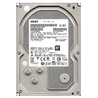 HGST Ultrastar 7K6000 HUS726060ALE610 0F23001 6TB 7200 RPM SATA 3.5" 512E ISE 128MB Cache Enterprise Hard Drive