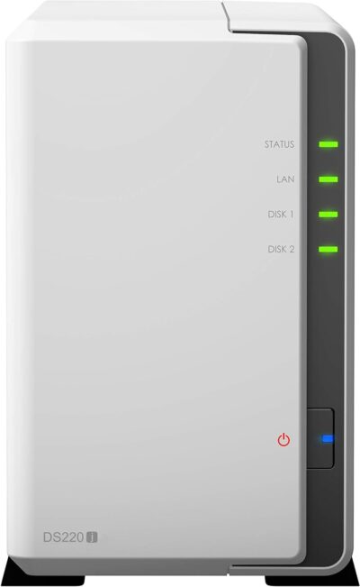 Synology 2 bay NAS DiskStation DS220j (Diskless), 2-bay 512MB DDR4, White, Grey