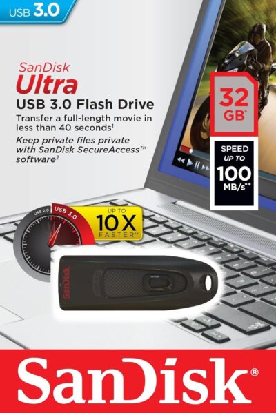 SanDisk Cruzer Ultra 32GB USB 3.0 Flash Drive SDCZ48-032G-U46 up to 100MB/s