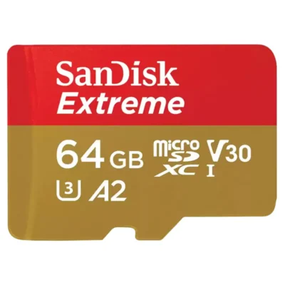 SanDisk 64GB Micro SDXC Extreme Memory Card (Two Pack) SDSQXAH-064G-GN6MN Works with GoPro Hero 7 Black, Silver, Hero7 White UHS-1 U3 A2 Bundle with (1) Everything But Stromboli Micro Card Reader