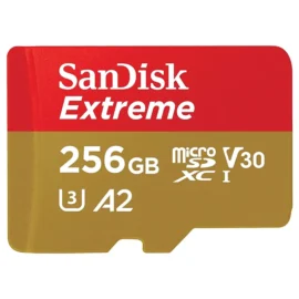 SanDisk 128GB Extreme microSD UHS I Card for 4K Video on Smartphones, Action Cams & Drones 190MB/s Read, 90MB/s Write SDSQXAA 128G GN6MN, Red/Gold