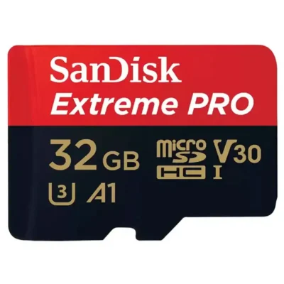 SanDisk Extreme Pro U3 V30 A1 32GB microSDHC Memory Card for DJI Drones works with Avata and Goggles 2 (SDSQXCG-032G-GN6MA) Class 10 Bundle with 1 Everything But Stromboli MicroSDHC & SD Card Reader