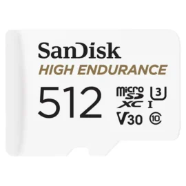 SanDisk 512GB High Endurance Video microSDXC Card with Adapter for Dash Cam and Home Monitoring Systems - C10, U3, V30, 4K UHD, Micro SD Card - SDSQQNR-512G-GN6IA