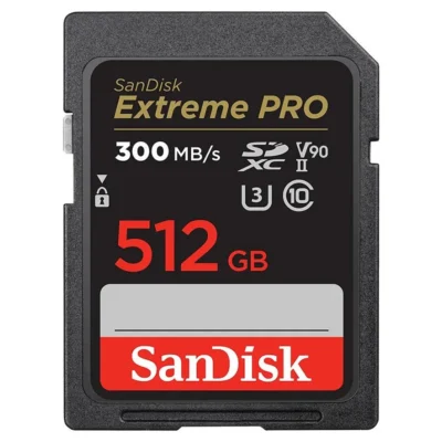 SanDisk 512GB Extreme PRO SDXC UHS-II Memory Card - C10, U3, V90, 8K, 4K, Full HD Video, SD Card - SDSDXDK-512G-GN4IN