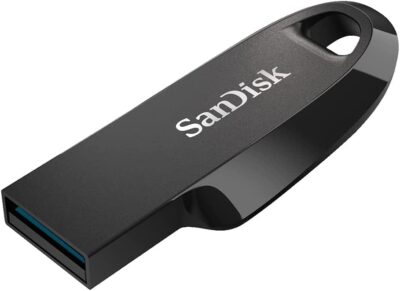 SanDisk Ultra Curve Flash Drive 128GB USB Drive 3.2 Gen 1 USB-A High Speed Thumb Drive for Computers, Laptops, Desktops 100MB/s (SDCZ550-128G-G46) Bundle with (1) Everything But Stromboli Lanyard