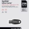 SanDisk Ultra Curve 256GB Flash Drive USB Drive 3.2 Gen 1 USB-A High Speed Thumb Drive for Computers, Laptops, Desktops 100MB/s (SDCZ550-256G-G46) Bundle with (1) Everything But Stromboli Lanyard