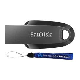 SanDisk Ultra Curve Flash Drive 128GB USB Drive 3.2 Gen 1 USB-A High Speed Thumb Drive for Computers, Laptops, Desktops 100MB/s (SDCZ550-128G-G46) Bundle with (1) Everything But Stromboli Lanyard