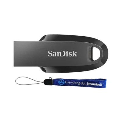 SanDisk Ultra Curve 256GB Flash Drive USB Drive 3.2 Gen 1 USB-A High Speed Thumb Drive for Computers, Laptops, Desktops 100MB/s (SDCZ550-256G-G46) Bundle with (1) Everything But Stromboli Lanyard